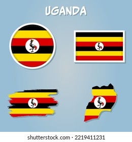 Uganda National Map with flag illustration.