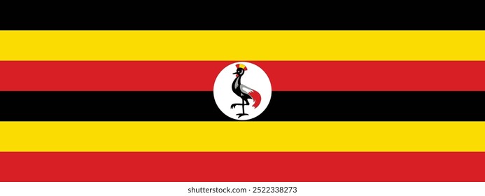 Uganda National rectangular flag vector design and illustration , National flag of Uganda 