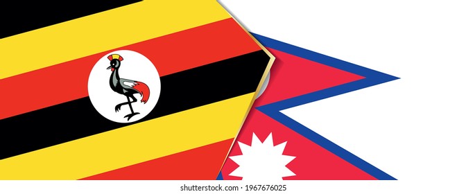 Uganda and Nepal flags, two vector flags symbol of relationship or confrontation.