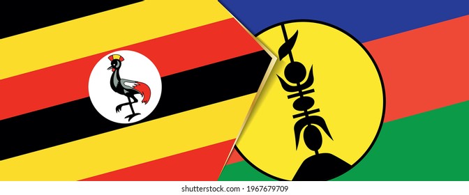 Banderas de Uganda y Nueva Caledonia, dos banderas vectoriales símbolo de relación o enfrentamiento.