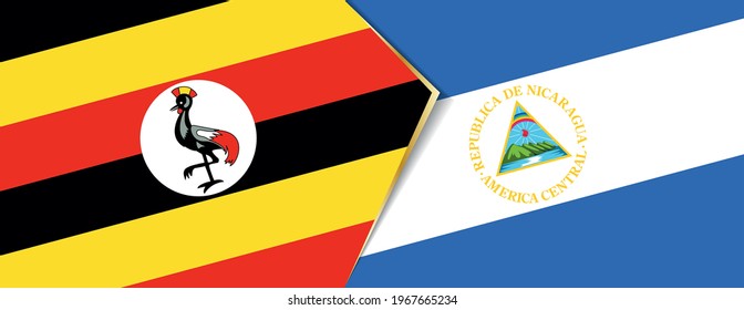 Uganda and Nicaragua flags, two vector flags symbol of relationship or confrontation.