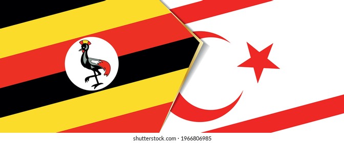 Uganda and Northern Cyprus flags, two vector flags symbol of relationship or confrontation.