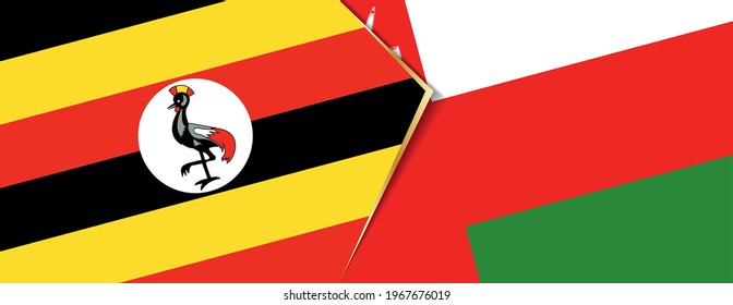 Banderas de Uganda y Omán, dos banderas vectoriales símbolo de relación o enfrentamiento.