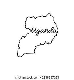 Uganda outline map with the handwritten country name. Continuous line drawing of patriotic home sign. A love for a small homeland. T-shirt print idea. Vector illustration.