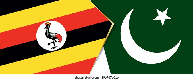 Banderas de Uganda y Pakistán, dos banderas vectoriales símbolo de relación o enfrentamiento.