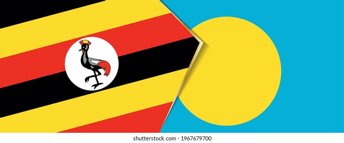 Uganda and Palau flags, two vector flags symbol of relationship or confrontation.