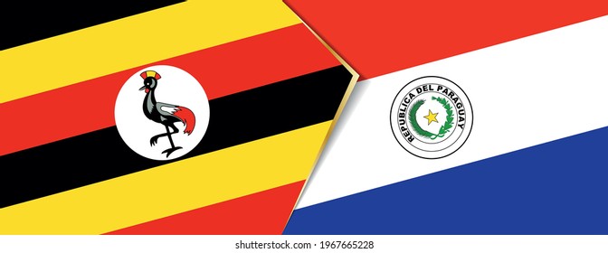 Banderas de Uganda y Paraguay, dos banderas vectoriales símbolo de relación o enfrentamiento.