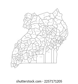 Uganda political map of administrative divisions