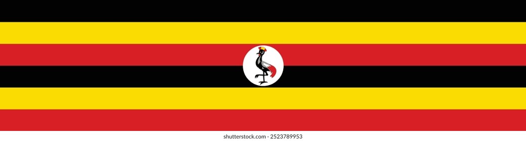 Design e ilustração de vetor de bandeira retangular de Uganda, Bandeira nacional do país de Uganda