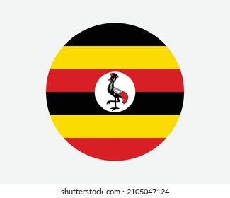 Uganda Round Country Flag. Ugandan Circle National Flag. Republic of Uganda Circular Shape Button Banner. EPS Vector Illustration. svg