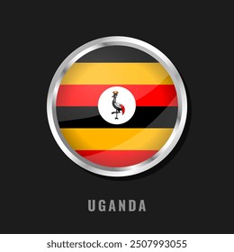 Uganda round framed national flag. Circular glossy flag of Uganda.