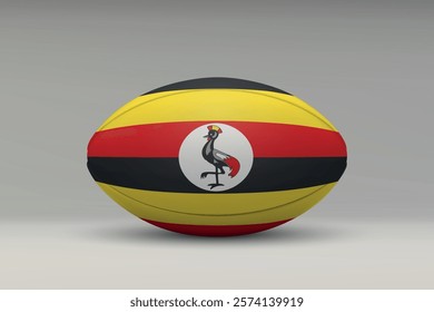 Uganda rugby ball featuring the national flag design on a gray background