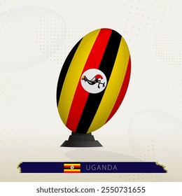 Uganda Rugby Ball on Rugby Kicking Tees with Modern Design. Illustration perfect for sports, national pride, and rugby-related projects.