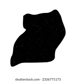 Uganda forma sobre fondo degradado. Mapa de país con textura de arañazos. Afiche vibrante de Uganda. Ilustración vectorial genial.