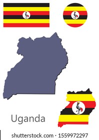 Uganda silhouette and flag vector illustration