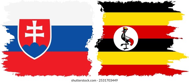 Conexión de banderas grunge de Uganda y Eslovaquia, Vector