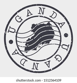 Uganda Stamp Postal. Map Silhouette Seal. Passport Round Design. Vector Icon. Design Retro Travel.