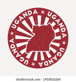 Uganda stamp. Travel red rubber stamp with the map of country, vector illustration. Can be used as insignia, logotype, label, sticker or badge of the Uganda.