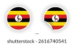 Uganda sticker flag in circle shape and circle peeled shape on white background. Uganda flag icon in circular form	
