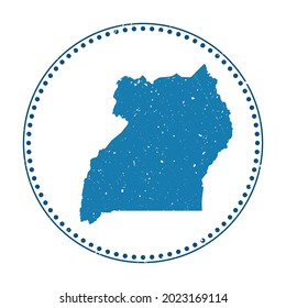 Uganda sticker. Travel rubber stamp with a map of the country, vector illustration. Can be used as an insignia, logotype, label, sticker, or badge of Uganda.