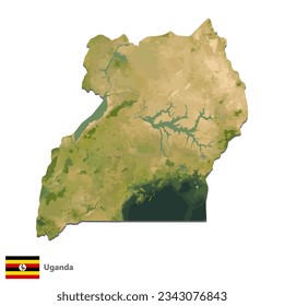 Uganda Topography Country  Map Vector