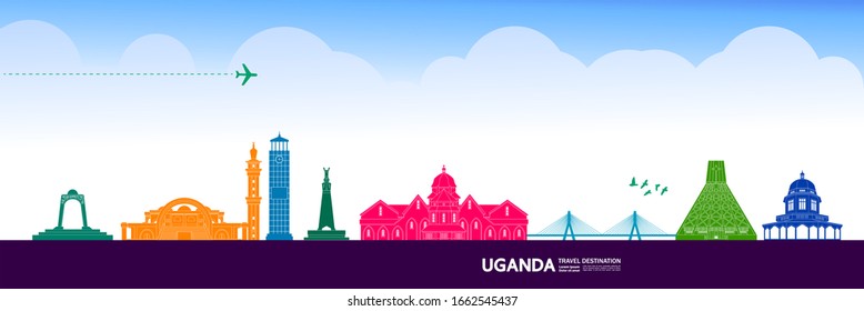 Uganda travel destination grand vector illustration. 