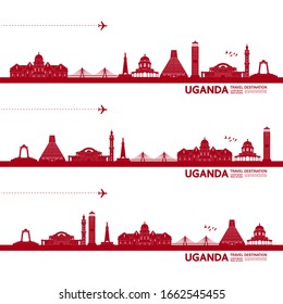 Uganda travel destination grand vector illustration. 