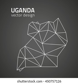 Uganda vector black contour map