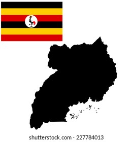 Uganda vector map high detailed illustration isolated on white background. Original and simple Uganda flag isolated vector in official colors and Proportion 
