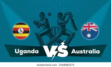 Uganda VS Australia Match , Australia Vs Uganda cricket match , Cricket match concept with creative illustration.eps