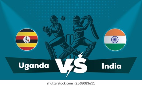 Uganda Vs India , India VS Uganda cricket match , Cricket match concept with creative illustration.eps