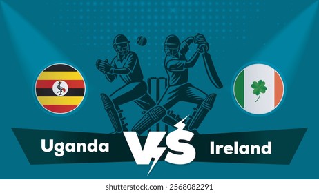 Uganda VS Ireland Match , Ireland Vs Uganda cricket match , Cricket match concept with creative illustration.eps