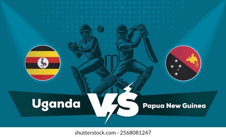 Uganda VS Papua New Guinea Match , Papua New Guinea Vs Uganda cricket match , Cricket match concept with creative illustration.eps