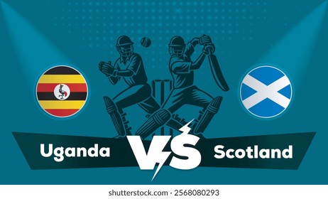 Uganda VS Scotland , Scotland Vs Uganda cricket match , Cricket match concept with creative illustration.eps