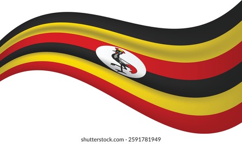 Uganda wavy flag, waving flag vector illustration