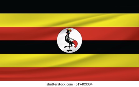 Ugandan flag blowing in the wind. Part of a series.