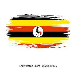 Ugandan flag brush grunge background. Vector illustration.