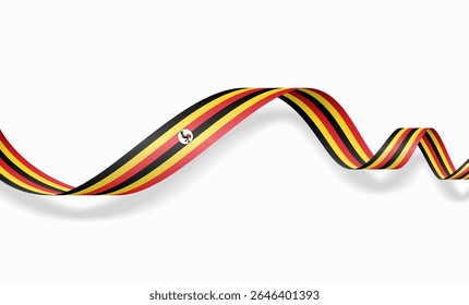 Ugandische Flagge welliges abstraktes Hintergrundlayout. Vektorgrafik.