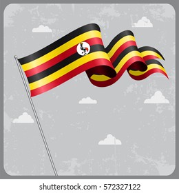 Ugandan flag wavy abstract background. Vector illustration.