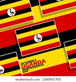 Ugandan flags with bold text to commemorate Uganda Independence Day on October 9