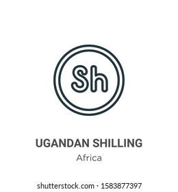 Ugandan shilling outline vector icon. Thin line black ugandan shilling icon, flat vector simple element illustration from editable africa concept isolated on white background