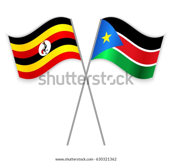 Ugandan South Sudanese Crossed Flags Uganda Stock Vector (Royalty Free ...