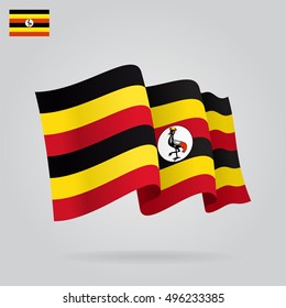 Ugandan waving Flag. Vector illustration.