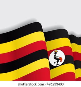 Ugandan waving Flag. Vector illustration.