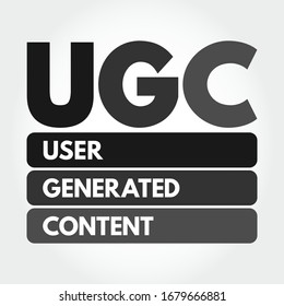 UGC - User Generated Content acronym, business concept background