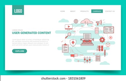 ugc user generated content concept with circle icon for website template or landing page banner homepage