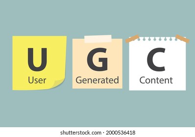 UGC User Generated Content written on memory papers- vector illustration