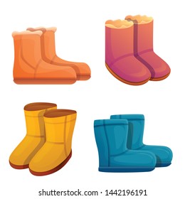 Ugg boots icons set. Cartoon set of ugg boots vector icons for web design