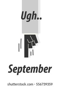 Ugh September typography vector illustration