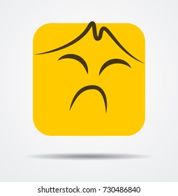 Ugh square emoticon in a flat design